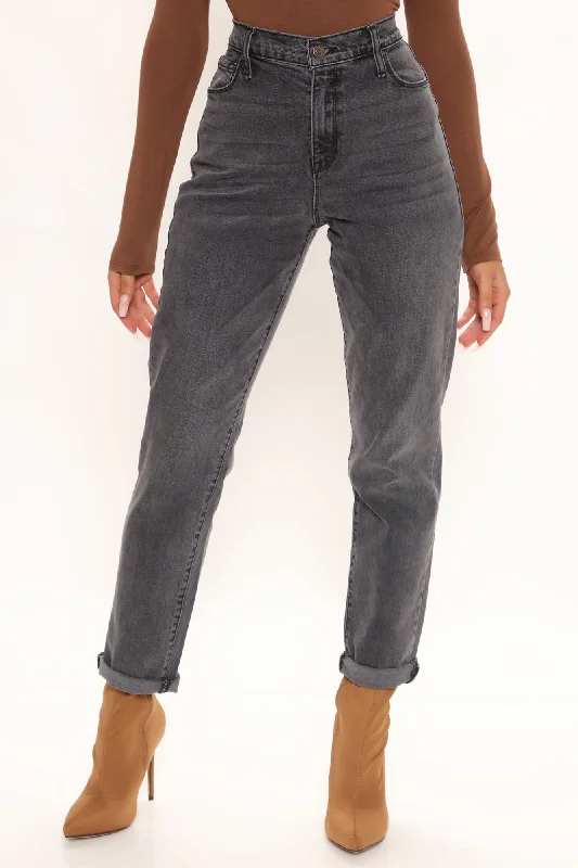 Hometown Cutie Mom Jeans - Grey Chic Vintage-Inspired Denim Jeans