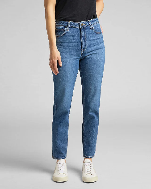 Lee Carol Regular Straight Cropped Womens Jeans - Worn Iris Comfortable Flare Leg Jeans