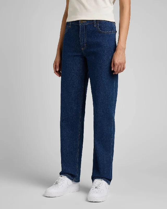 Lee Jane Relaxed Straight Womens Jeans - Dark Hydro Fashionable Straight Cut Jeans