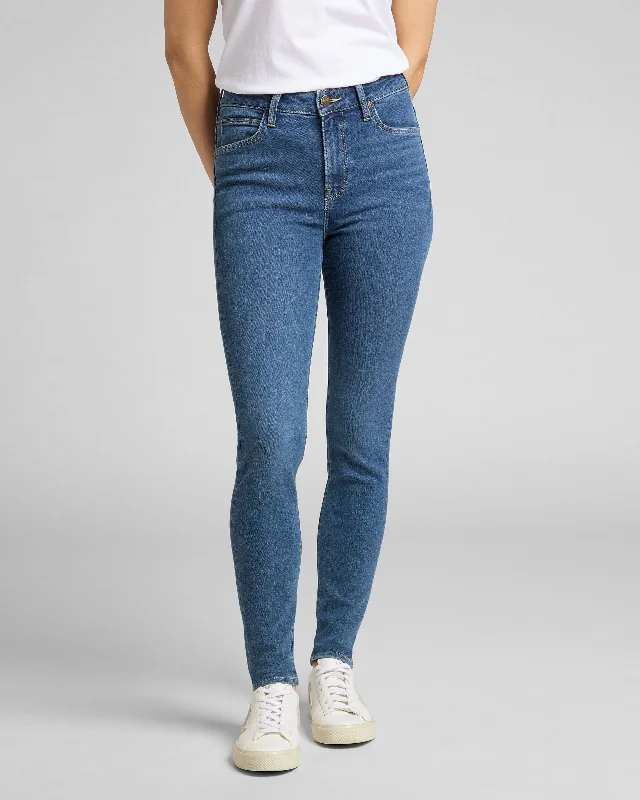 Lee Scarlett High Skinny Womens Jeans - Mid Madison Fashionable Raw Hemmed Jeans