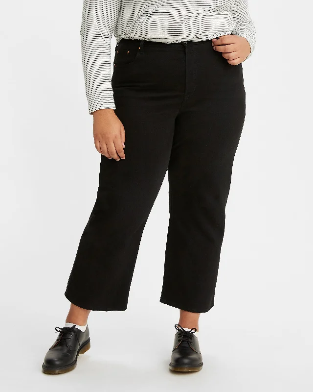 Levi's® Womens Plus Ribcage Straight Ankle Jeans - Black Sprout Trendy Wide-Leg High-Waist Denim