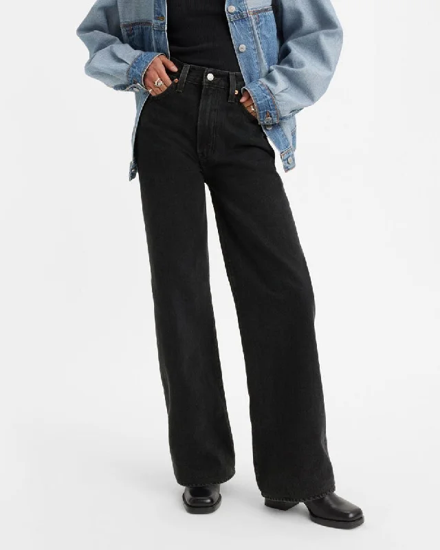 Levi's® Womens Ribcage Wide Leg Jeans - Rosie Posie Fashionable Frayed Hem Denim