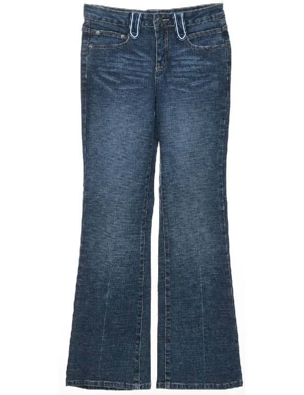 Y2K Low Rise Flared Jeans - W27 L29 Stylish High-Rise Mom Jeans