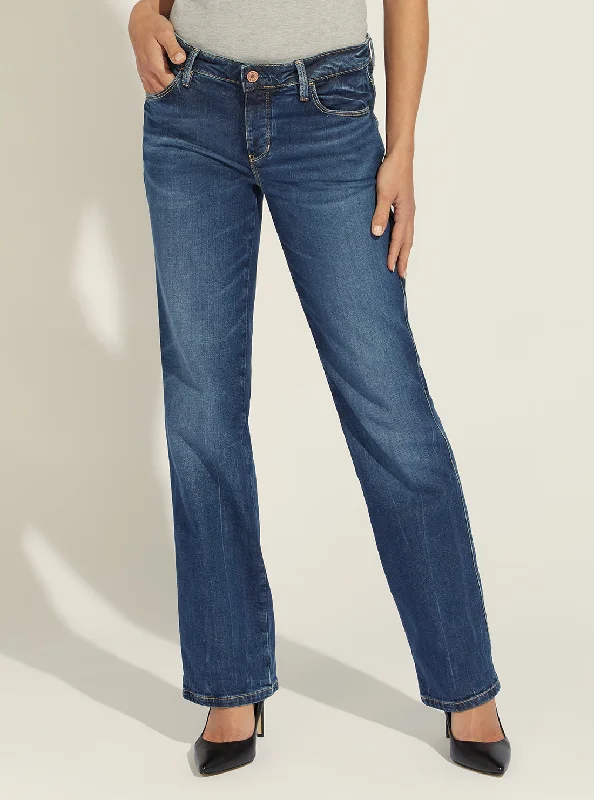 Low-Rise Sexy Straight Denim Jeans In Refined Vintage Wash Trendy Pleated Waist Jeans