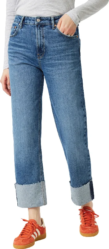 Savannah Cuffed Straight Leg Jeans - Women's|-|Jean à jambe droite et revers Savannah - Femme Fashionable Cropped Denim Jeans