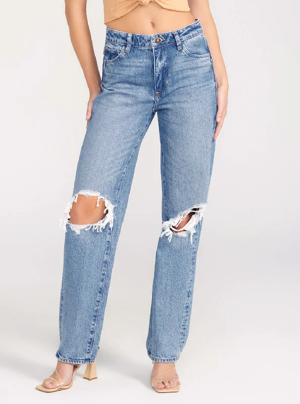 Mid-Rise Relaxed Straight Leg Jeans In Light Wash Trendy Acid Wash Skinny Jeans