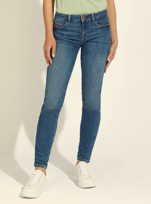 Mid-Rise Skinny Curve Denim Jeans in Carry Mid Wash Trendy Low-Rise Slim Jeans