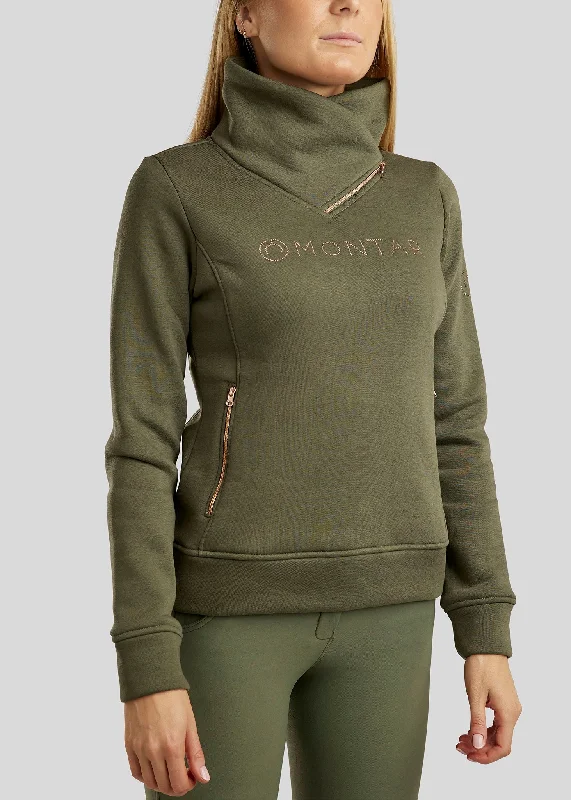 MoNaja Rosegold Crystals Sweater - Pine Green