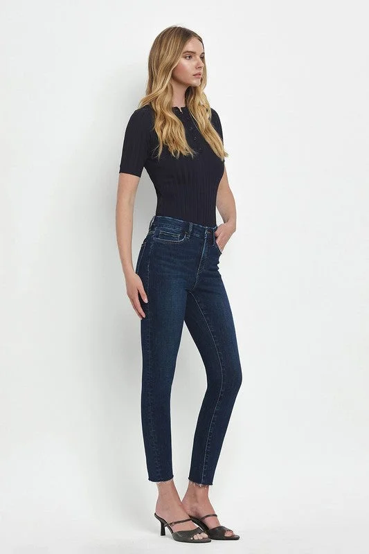 Parallel Lines High Rise Skinny Jeans Trendy Button-Up High-Waist Jeans