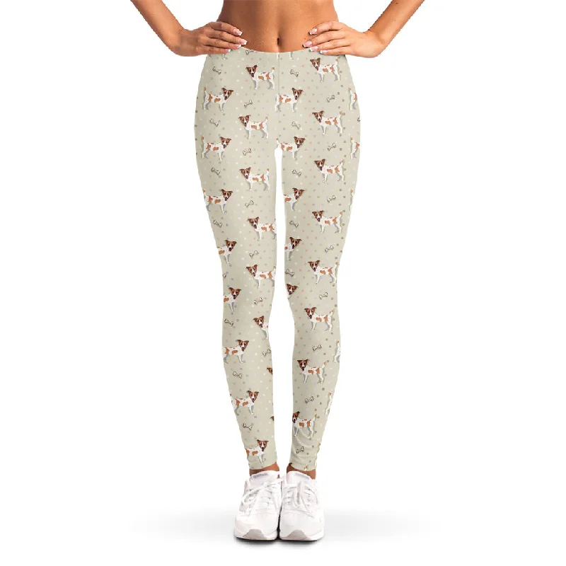 Polka Dot Jack Russell Terrier Print Women's Leggings