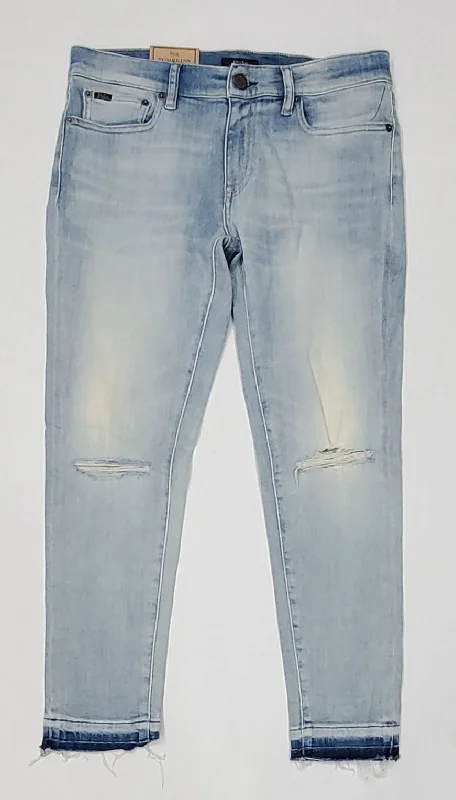 Polo Ralph Lauren Women's Tompkins Skinny Crop Jeans Trendy Paperbag Waist Jeans