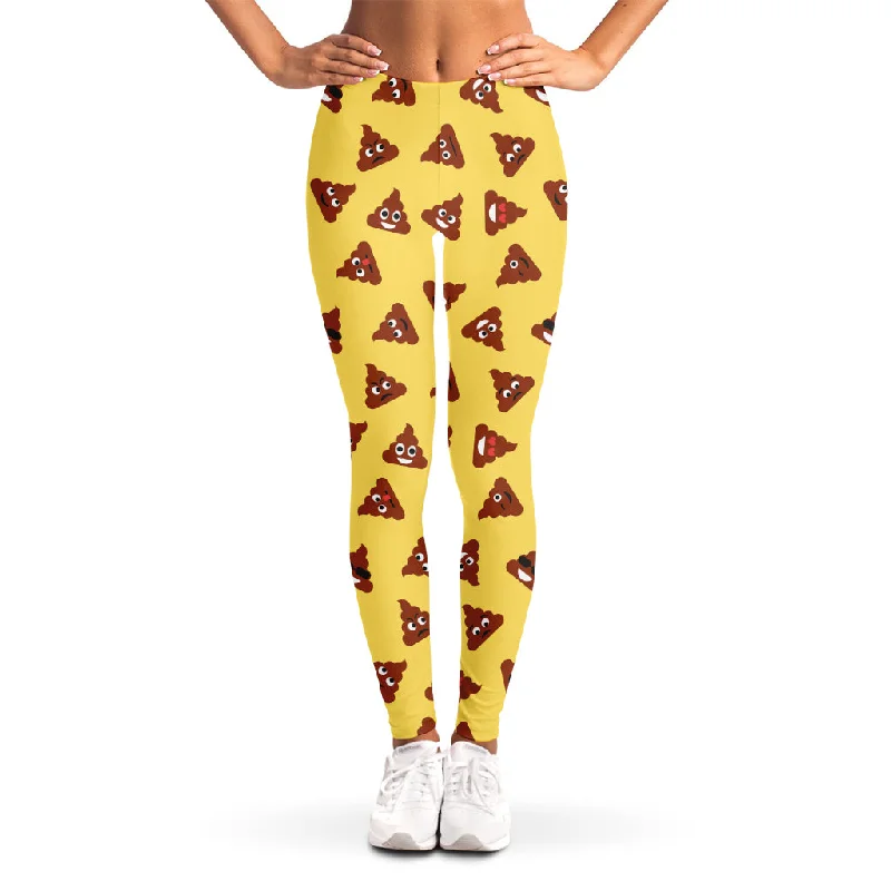 Poop Emoji Pattern Print Women's Leggings