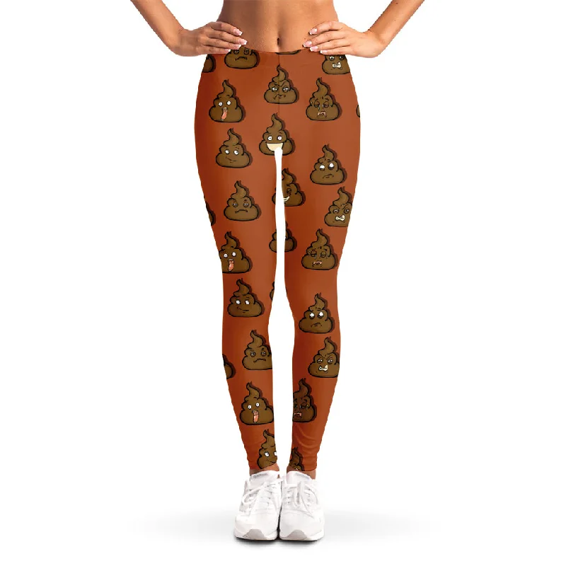 Poop Emoticons Pattern Print Women's Leggings