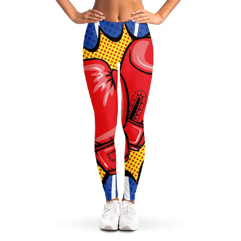 Pop Art Boxing Gloves Print Women's Leggings