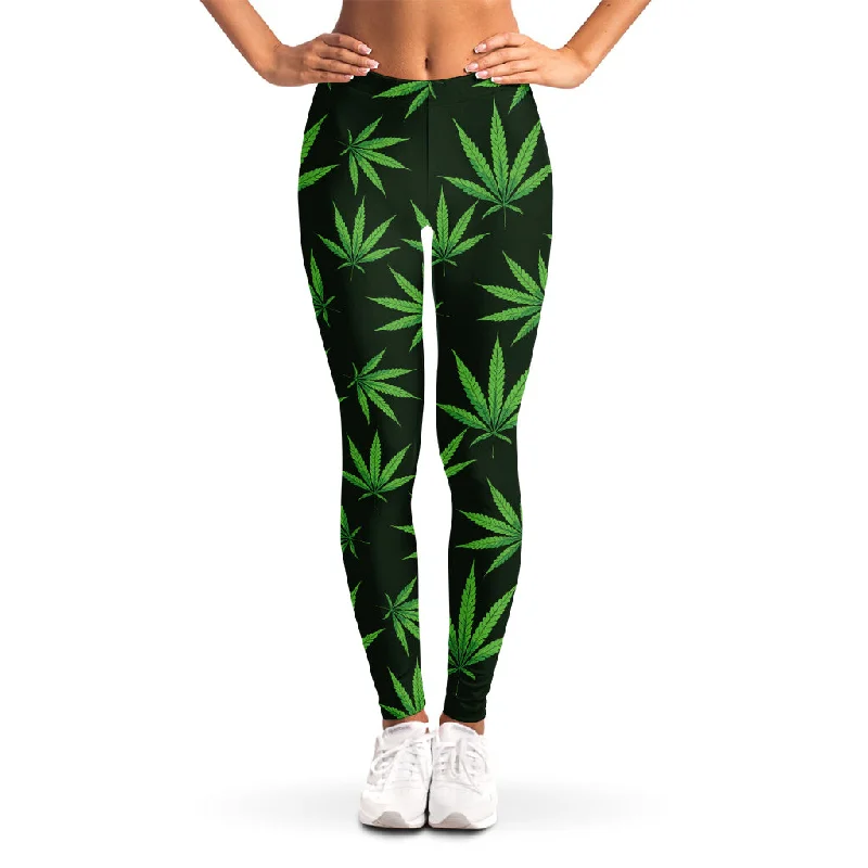 Pot Leaf Pattern Print Women's Leggings