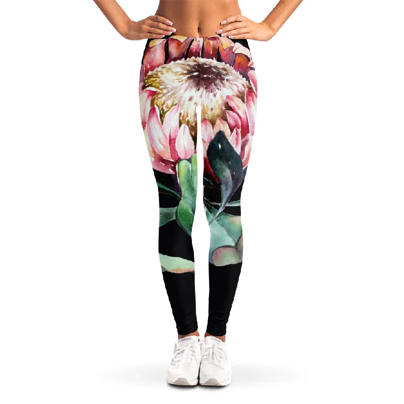 Protea Flower Print Women's Leggings