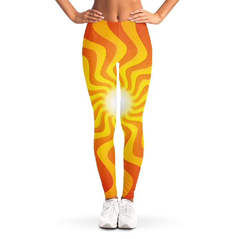 Psychedelic Burning Sun Print Women's Leggings