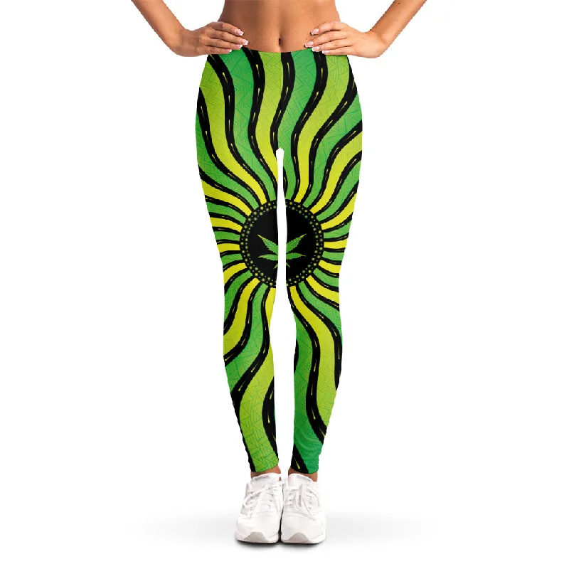 Psychedelic Cannabis Leaf Print Women's Leggings