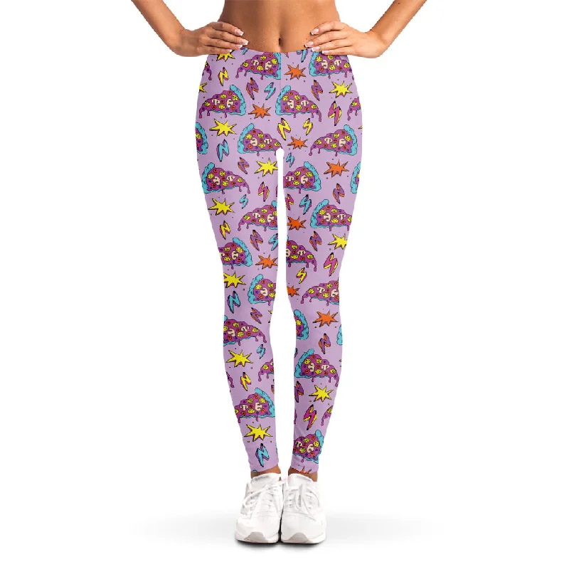 Psychedelic Pizza Pattern Print Women's Leggings