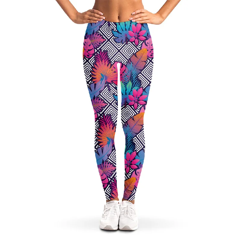 Psychedelic Tropical Aloha Pattern Print Women's Leggings