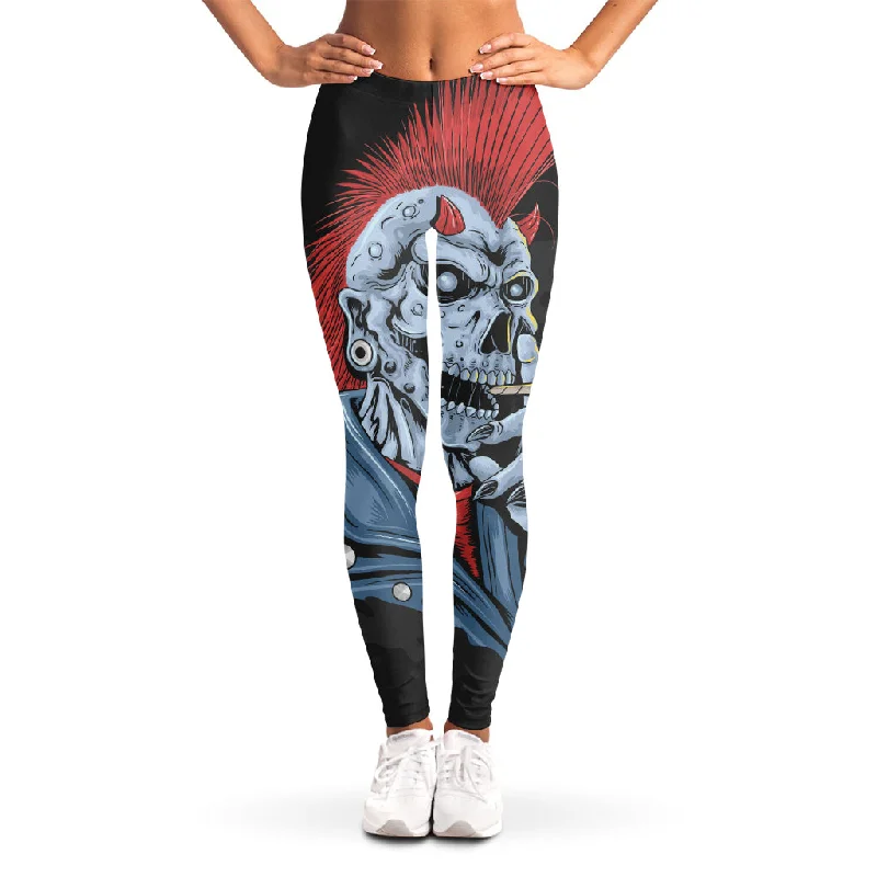 Punk Mohawk Devil Print Women's Leggings