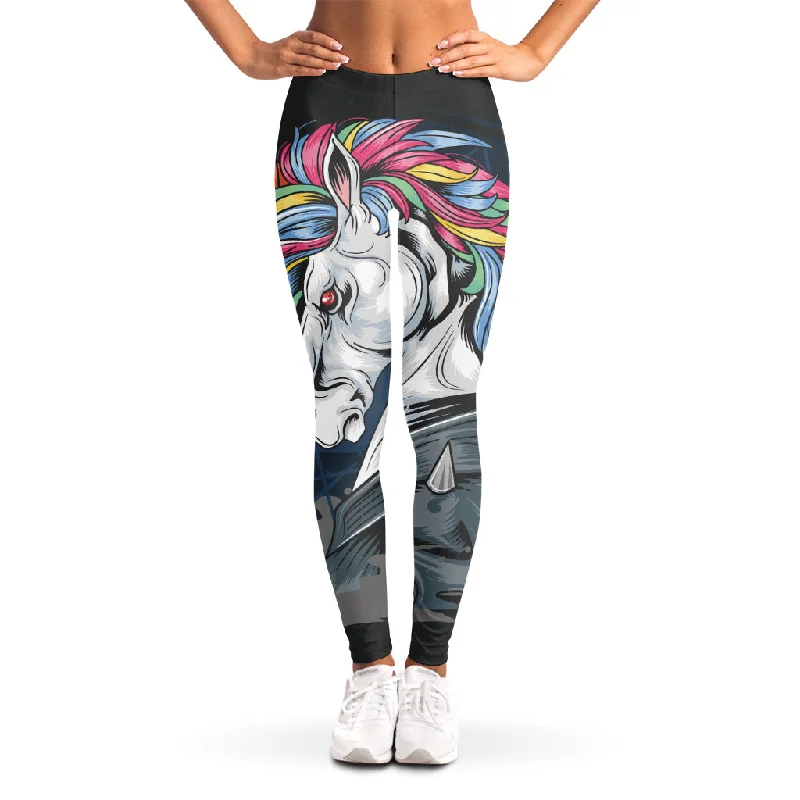 Punk Unicorn Print Women's Leggings