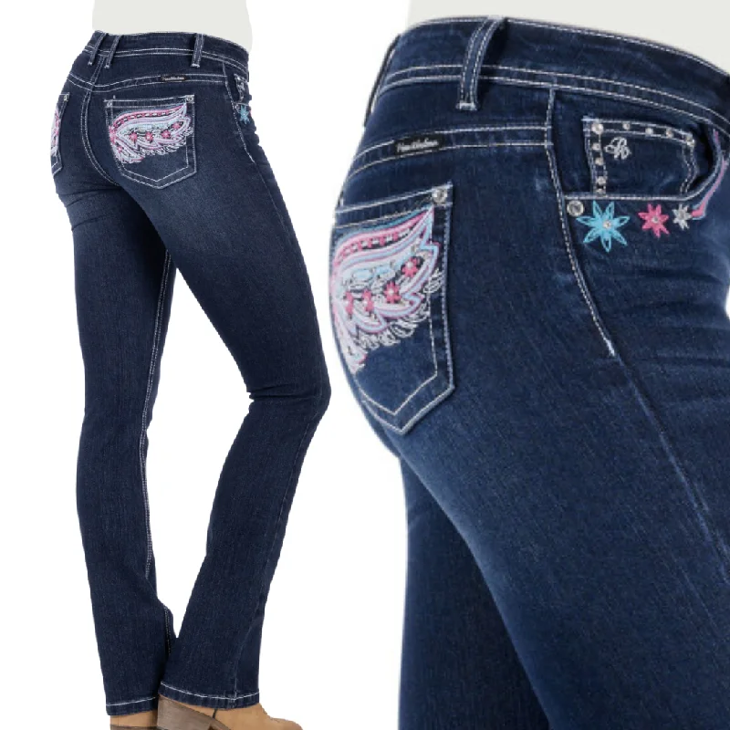 Pure Western Womens Odelia MID-RISE, Bootcut Jeans - 34" Leg Trendy Bootcut High-Waisted Jeans