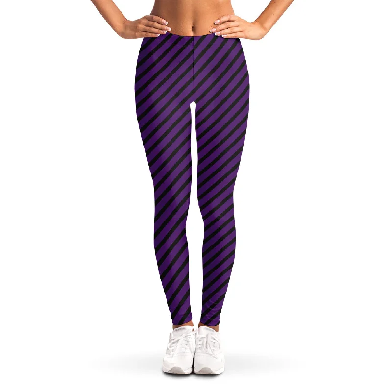 Purple And Black Halloween Pattern Print Women's Leggings