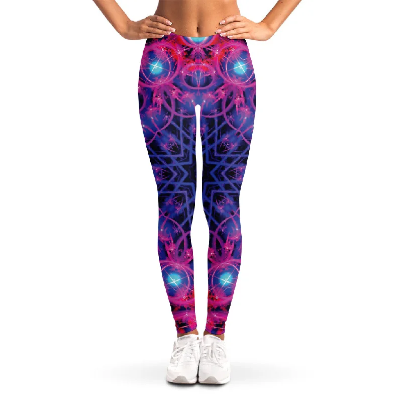 Purple And Blue Light Mandala Print Women's Leggings