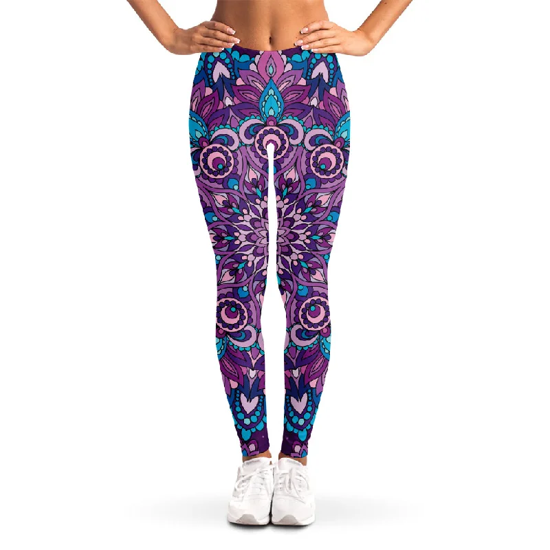 Purple And Blue Mandala Print Women's Leggings