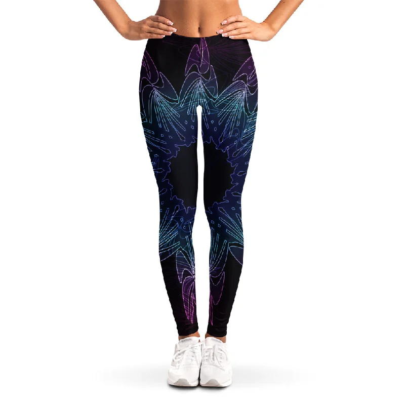 Purple And Teal Dark Mandala Print Women's Leggings