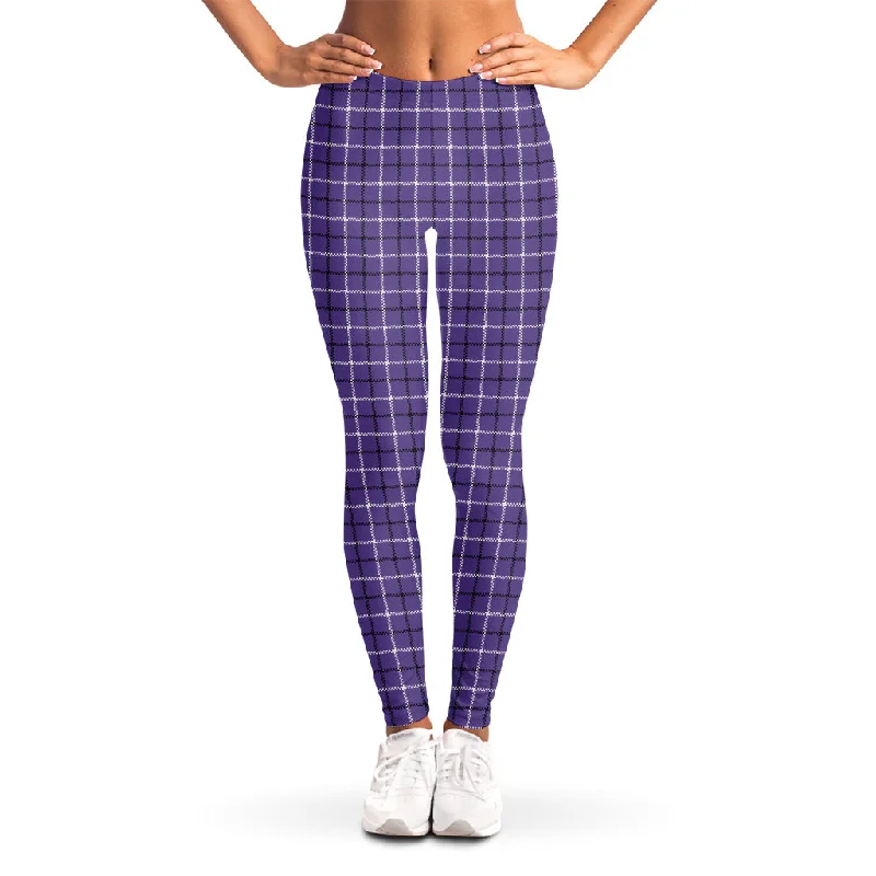 Purple And White Tattersall Print Women's Leggings