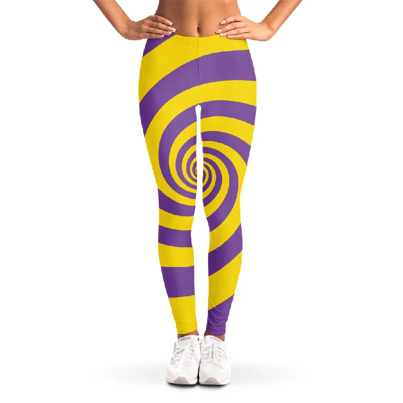 Purple And Yellow Spiral Illusion Print Women's Leggings