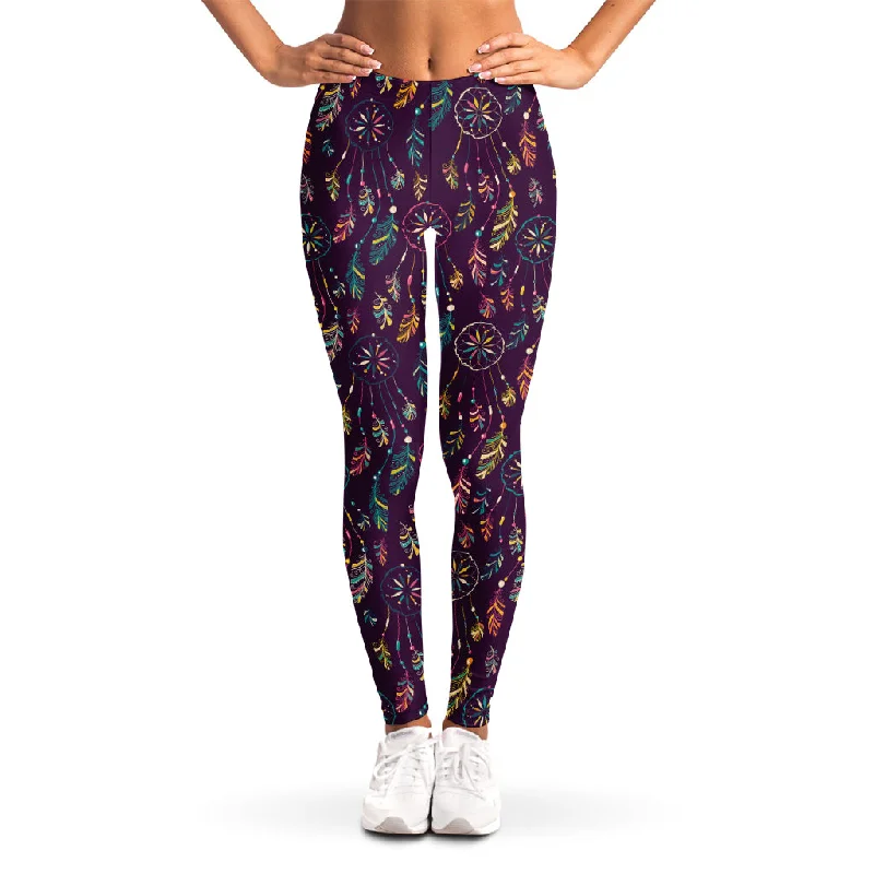 Purple Bohemian Dream Catcher Print Women's Leggings