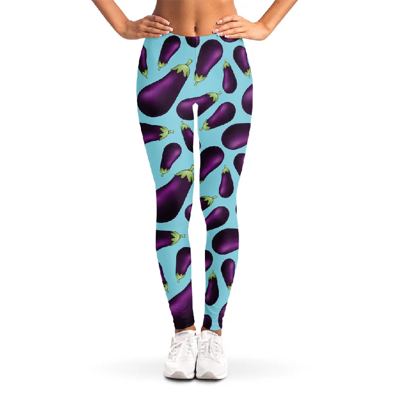 Purple Eggplant Pattern Print Women's Leggings