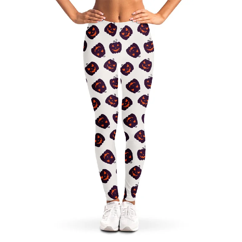 Purple Halloween Pumpkin Pattern Print Women's Leggings