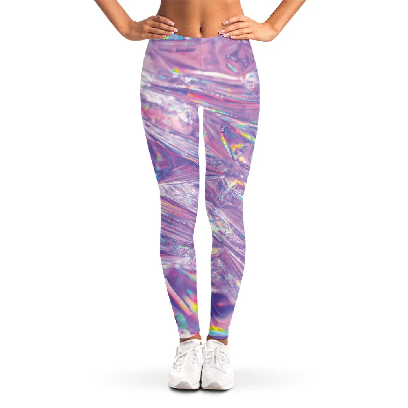 Purple Holographic Print Women's Leggings