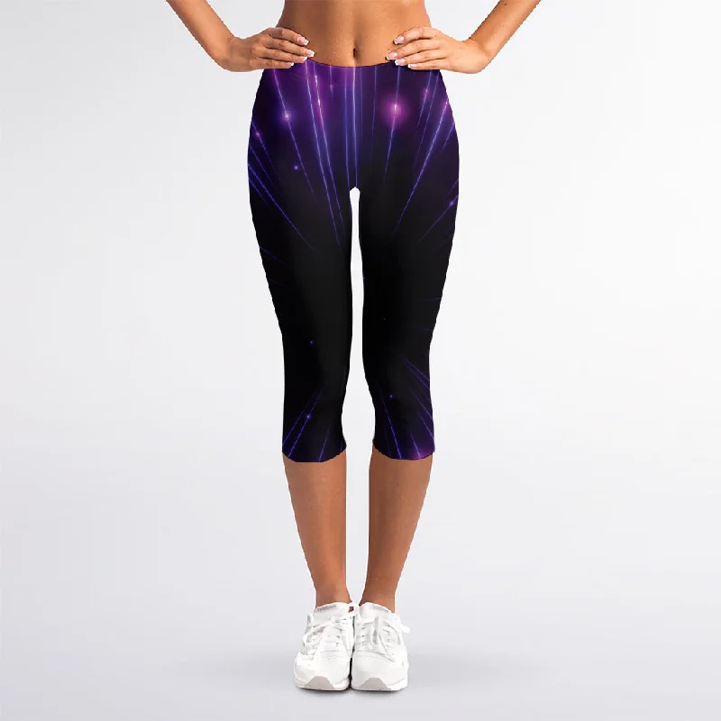 Purple Hyperspace Print Women's Capri Leggings