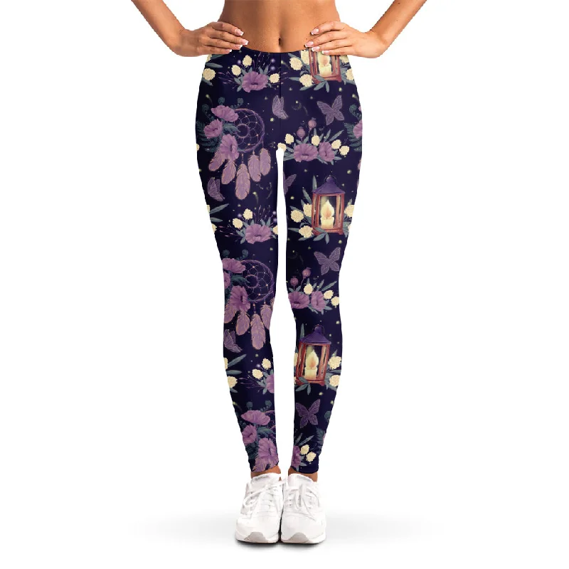 Purple Indian Dream Catcher Print Women's Leggings