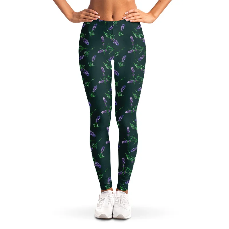 Purple Lavender Pattern Print Women's Leggings