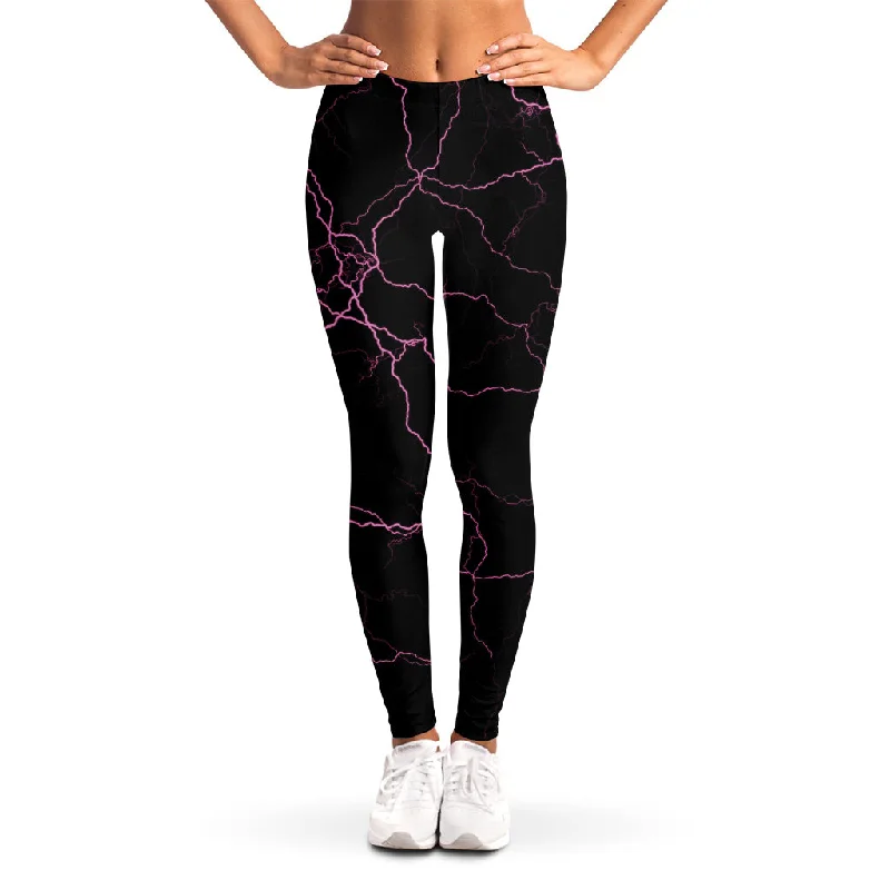 Purple Lightning Print Women's Leggings