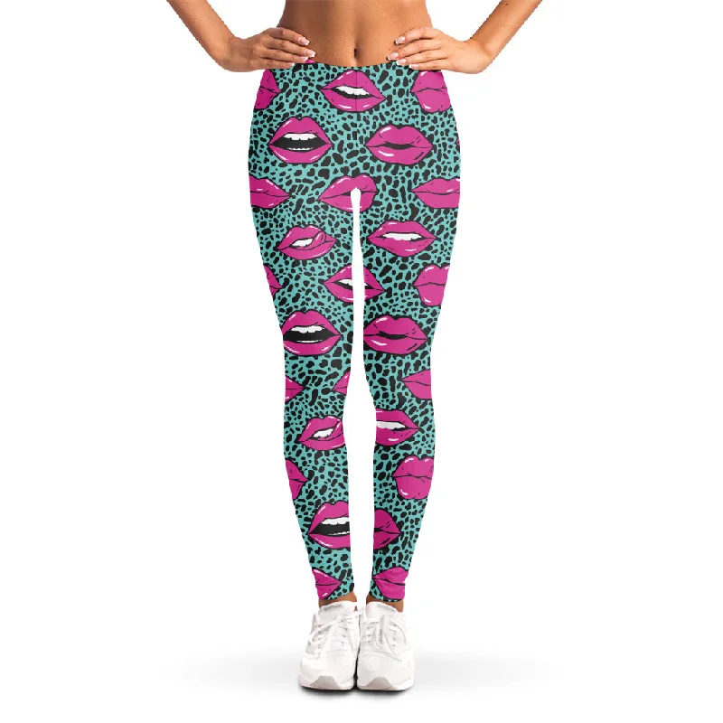 Purple Lips Pattern Print Women's Leggings