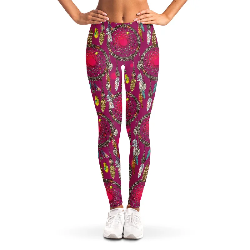 Purple Native Dream Catcher Print Women's Leggings