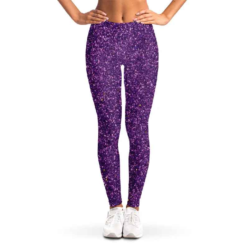 Purple (NOT Real) Glitter Print Women's Leggings