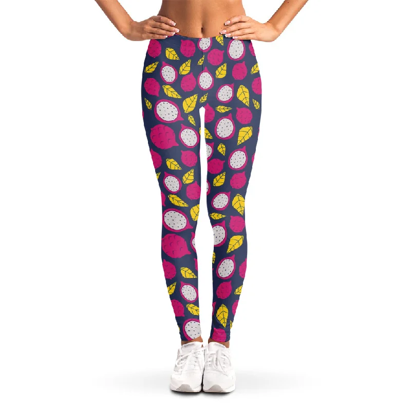 Purple Pitaya Pattern Print Women's Leggings