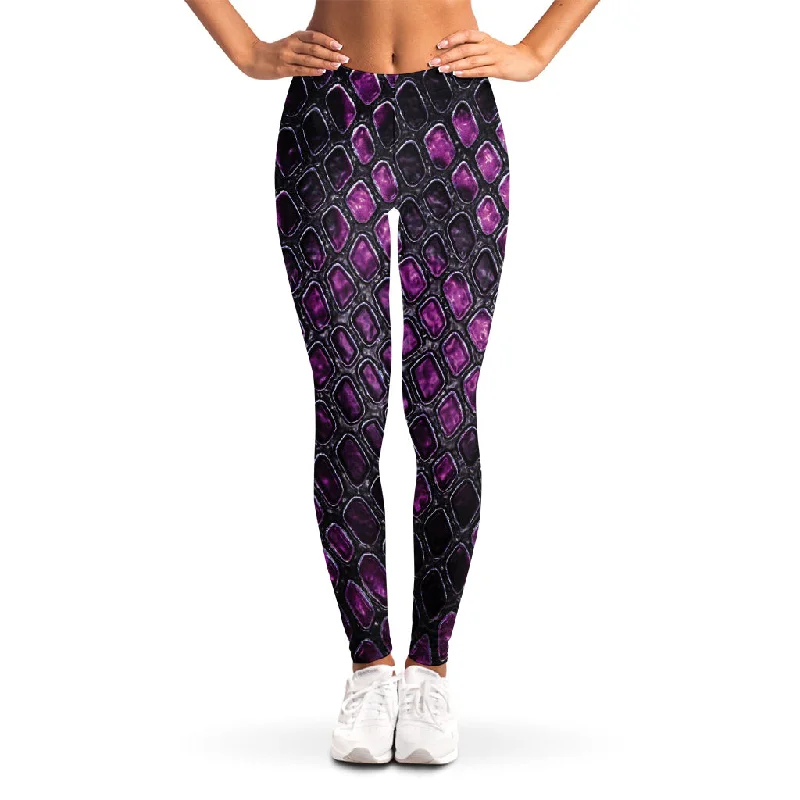 Purple Snakeskin Print Women's Leggings