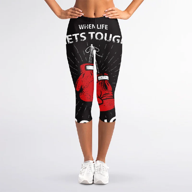 Put On Your Boxing Gloves Print Women's Capri Leggings