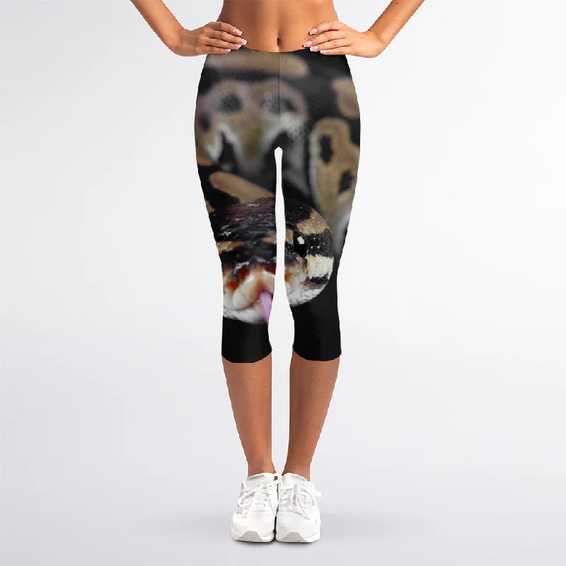 Python Snake Print Women's Capri Leggings