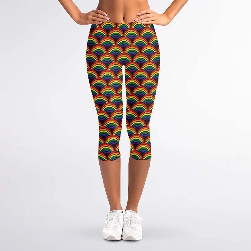 Rainbow Gay Pride Pattern Print Women's Capri Leggings