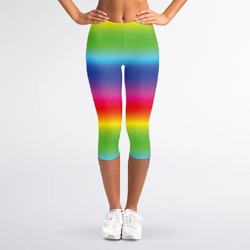 Rainbow Print Women's Capri Leggings